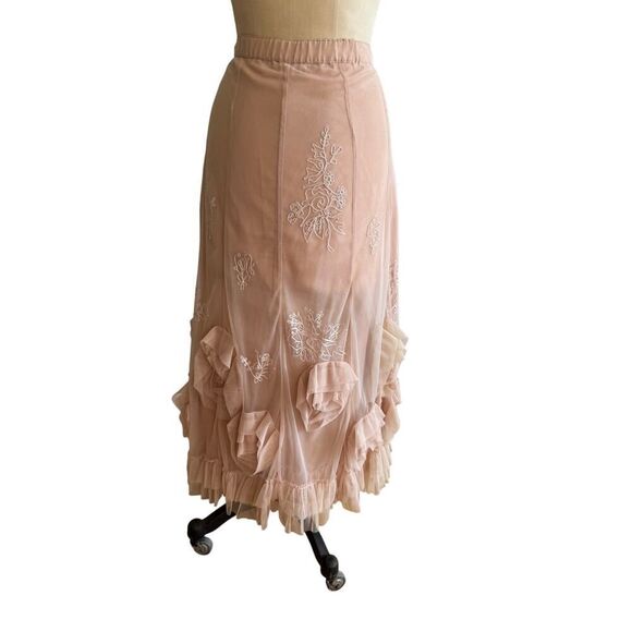 Nataya Large Rosettes Skirt Bohemian Romantic Whimsical Wedding Ballet Pink EUC - Picture 3 of 5